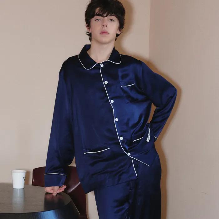 Silky Satin Pajama Setup, Navy