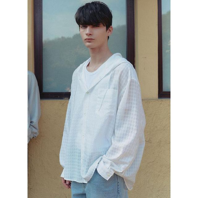 UNISEX CLASSIC HOODED SHIRT WHITE CHECK_M_UDSH5B127WT