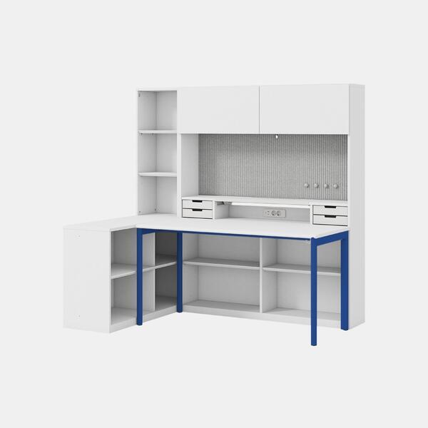 5단 다리형책상 ㄱ형 세트 1400폭 (도어포함)