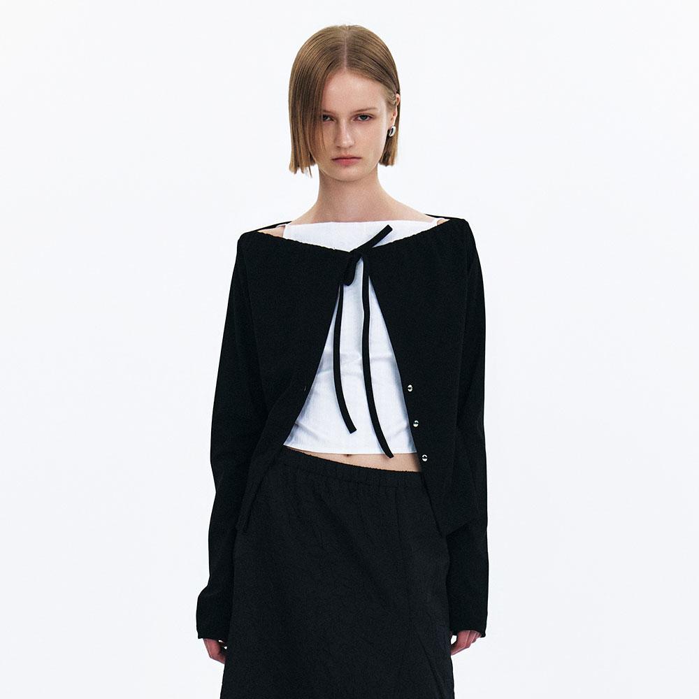 Olive String Cardigan (Black)