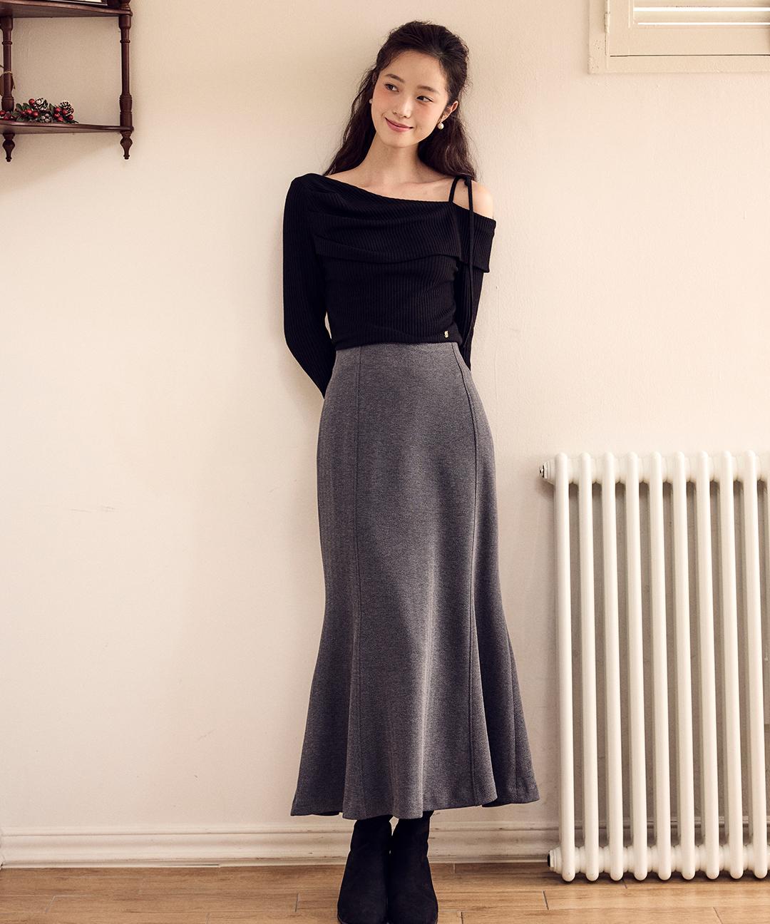 유어네임히얼 초연한 헤링본 머메이드 스커트 Y5S054