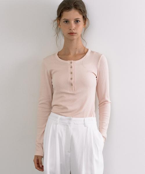 헨리 롱 슬리브 티셔츠 - 핑크