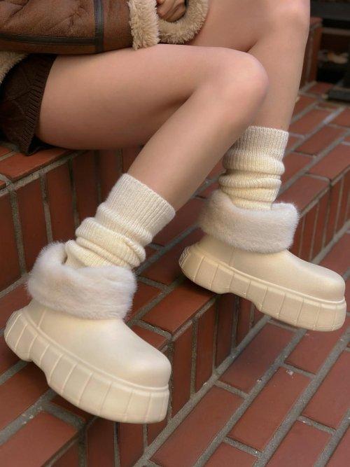 Fur rubber boots