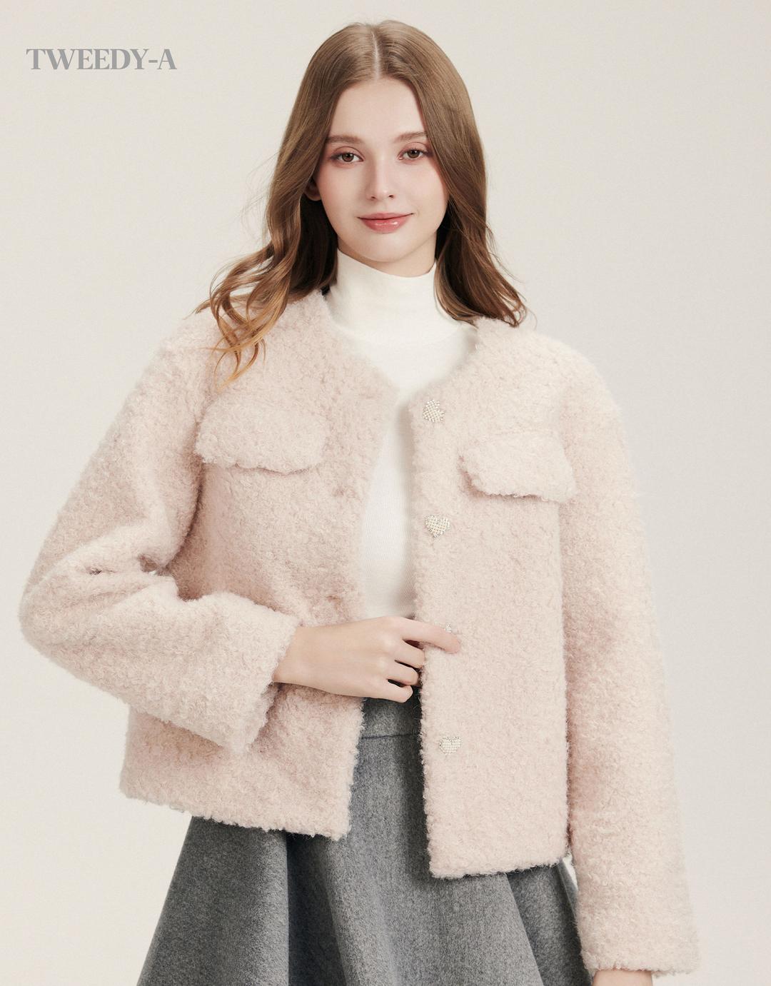 (1/3 순차배송) 리지 하트 버튼 포인트 뽀글이 자켓