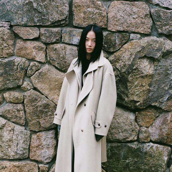 Handmade double-layer neck cashmere coat (beige)