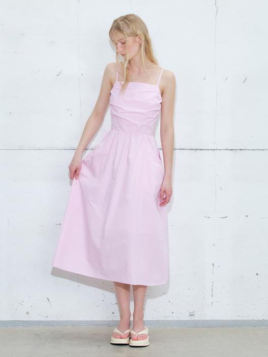 Slip Shirring Pocket Dress, Lavender Pink