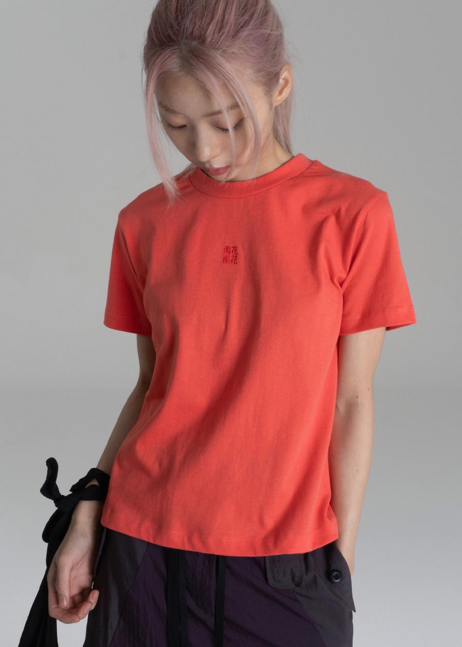 우화 雨花 LOGO HALF T ORANGE-RED