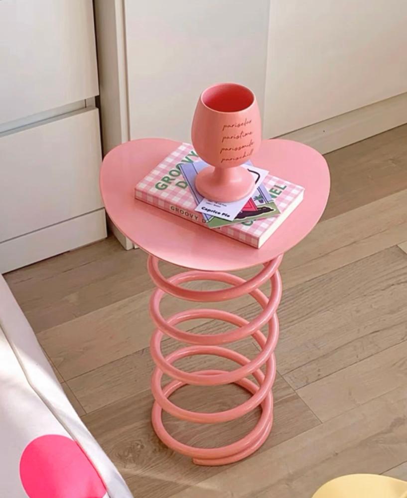 미니 하트 스프링 협탁 테이블 사이드 보조 스툴