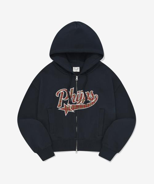 WOMENS CROP STAR TAIL HOODIE ZIP UP RED