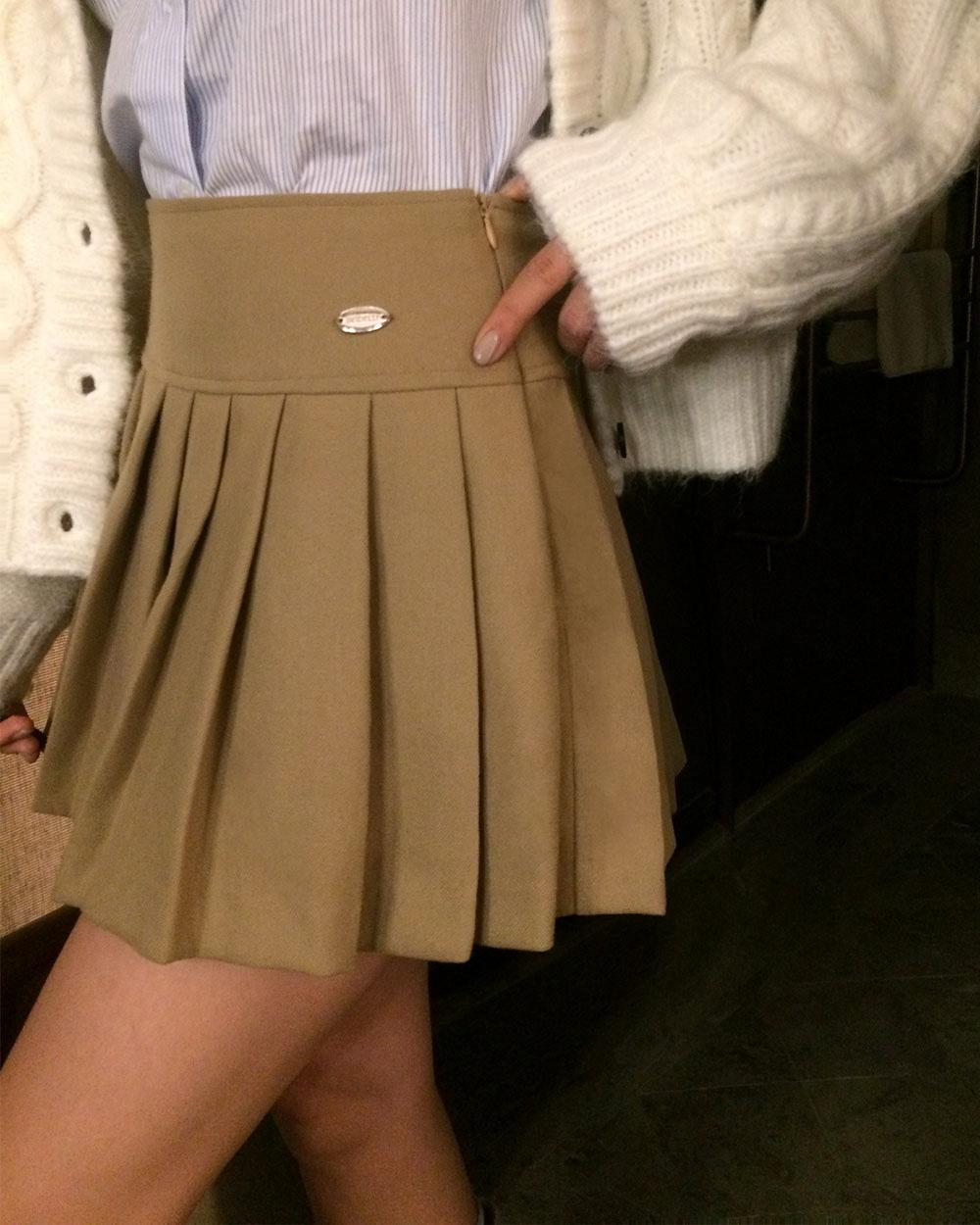 베이델리 [MADE/속바지내장]로우 펜던트 반플리츠 스커트