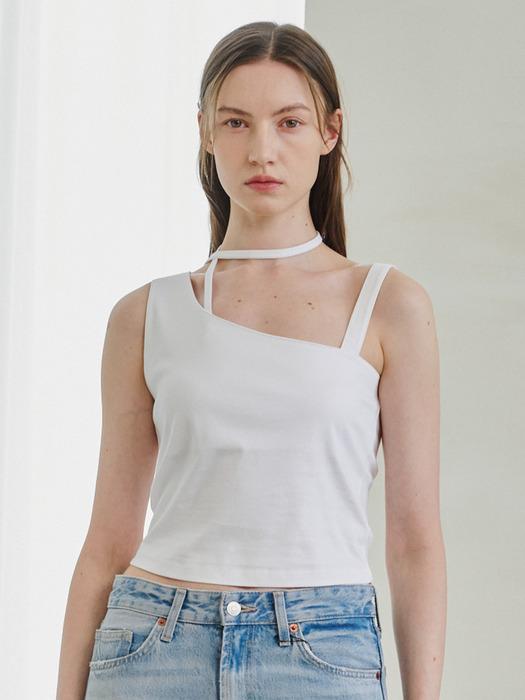 [리퍼브] Unbalanced Tie Top - White