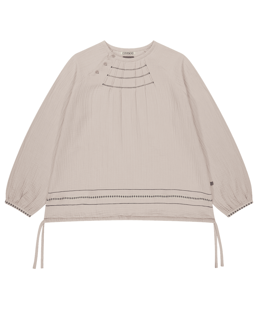 COYSEIO X BLYTHE ZIGZAG PINTUCK BLOUSE BEIGE