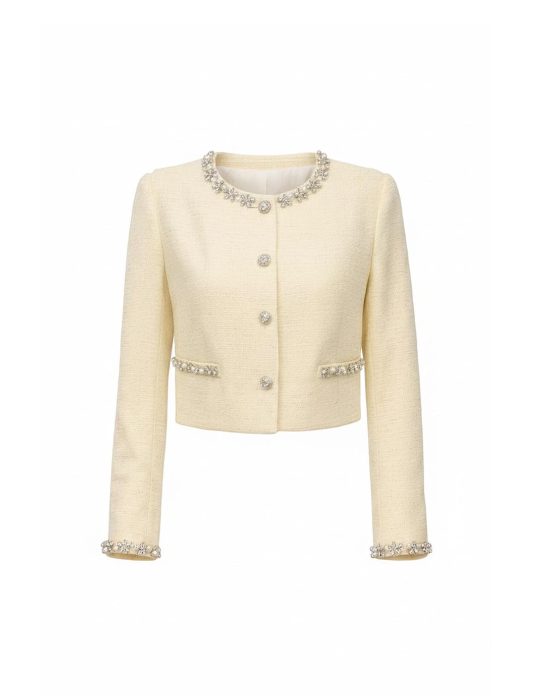 [ATELIER] [JEJU] 아리아 플라워 비즈 디테일 트위드 자켓