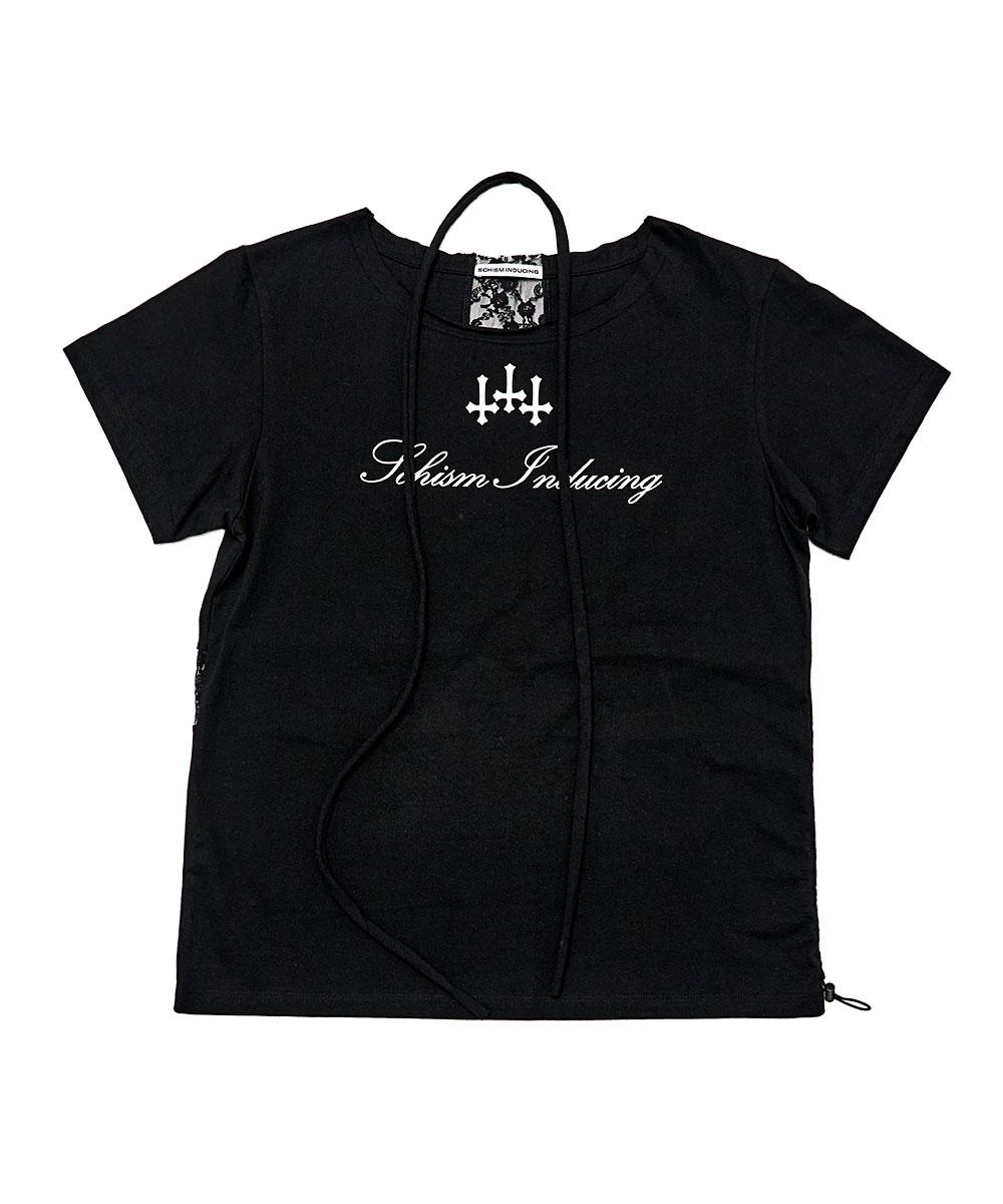 CROSS STRING T SHIRT BLACK