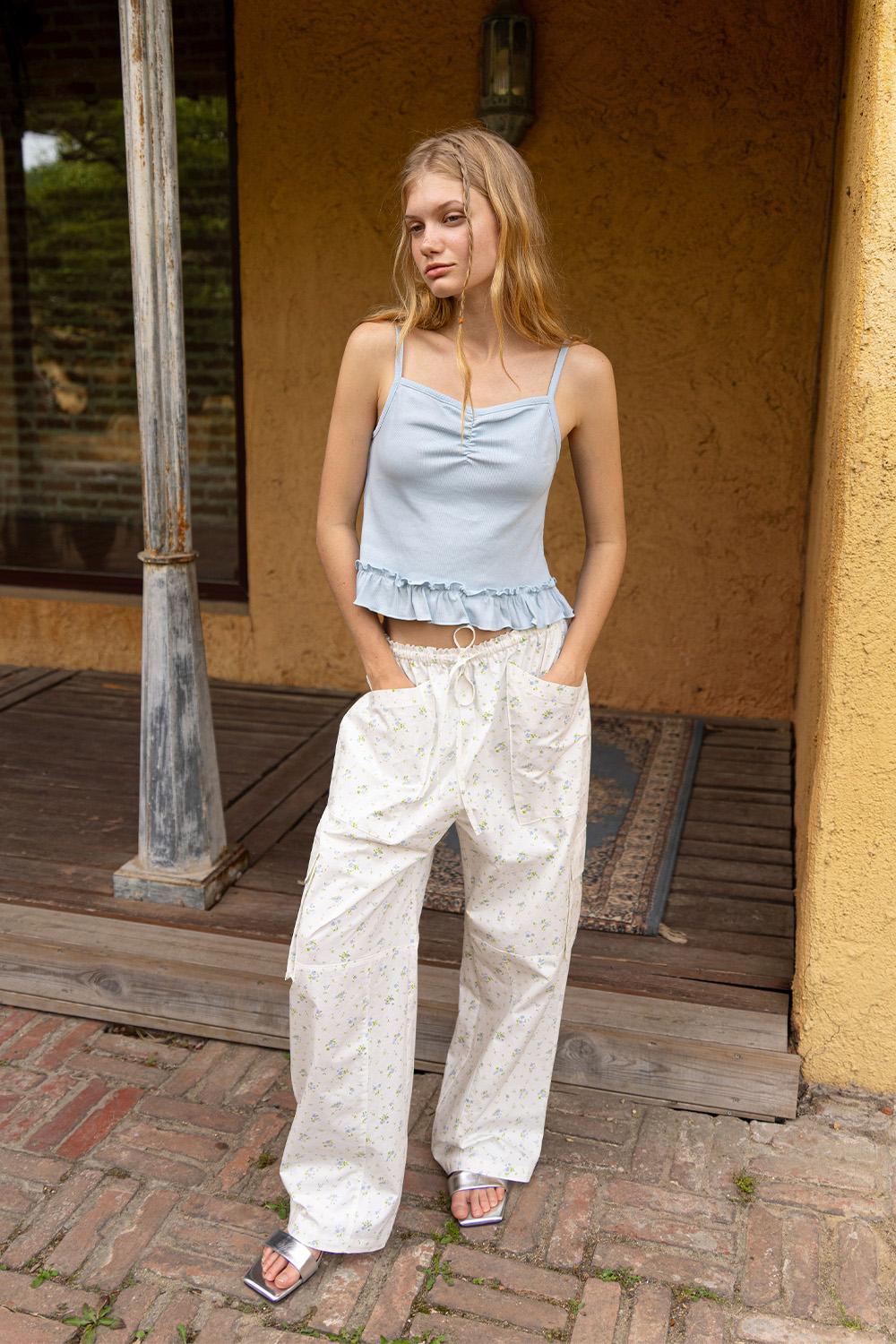 Daily pocket wide pants_floral