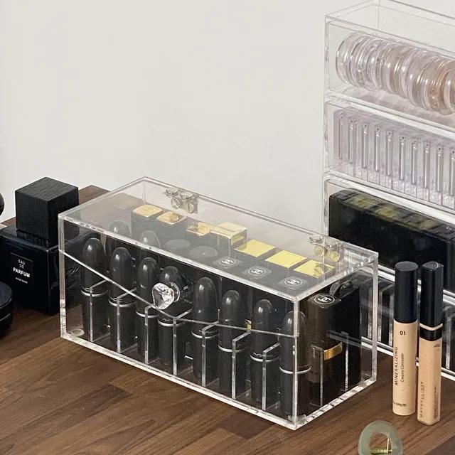 뷰티퍼 뚜껑있는 향수 립스틱 보관함 홀더 정리대 화장품 정리함 틴트정리함 투명 아크릴 먼지차단