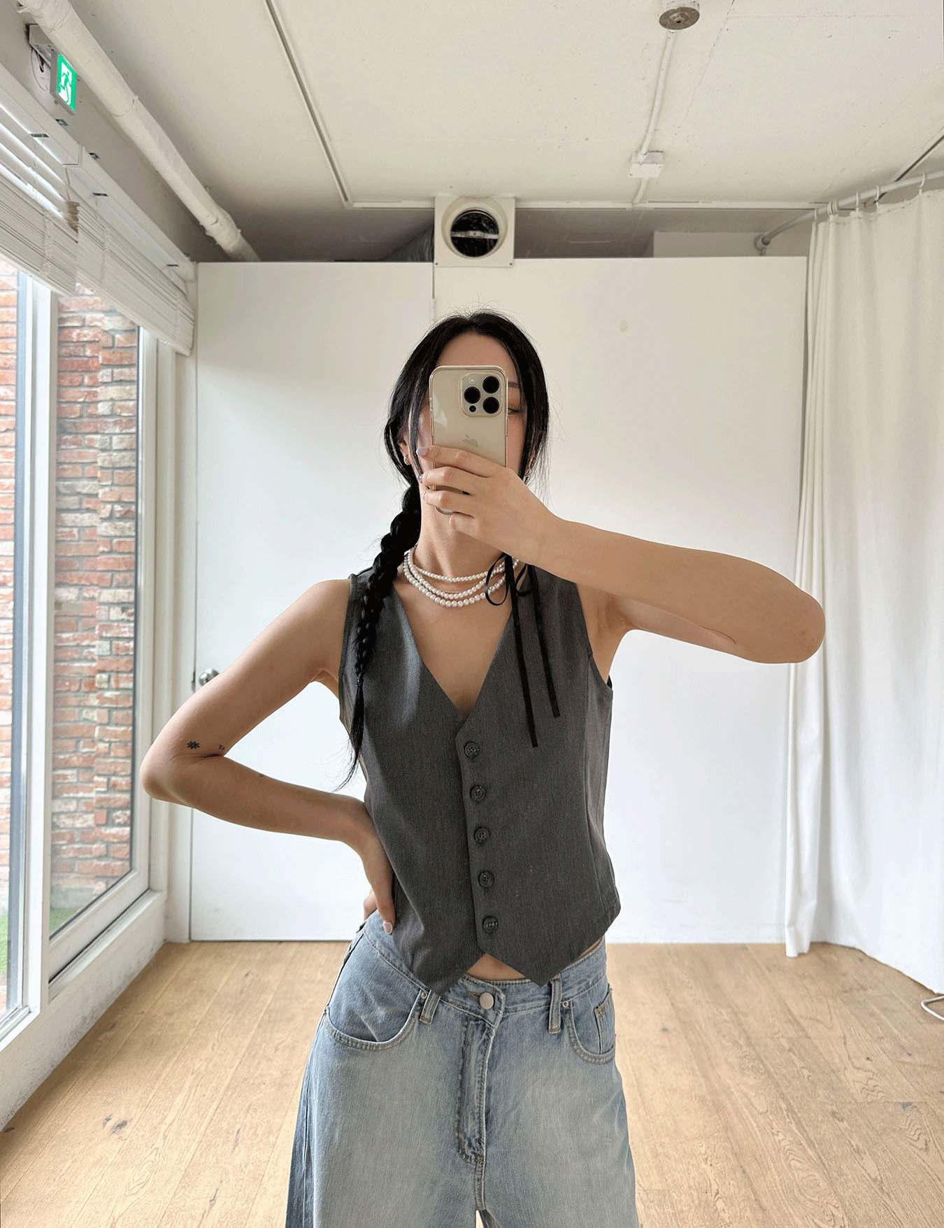 이너뮤트 basic button vest (2color)