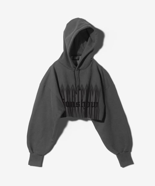 SACRIFICE RAW EDGE CROP HOODIE - PIGMENT BLACK