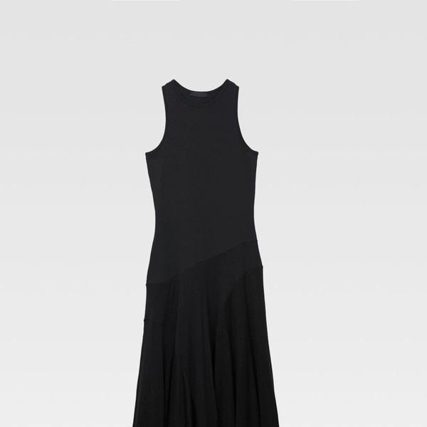 Asymmetric Draped Hem Dress (black)