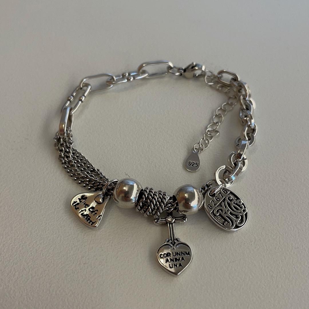 heart cross chain bracelet (925silver)