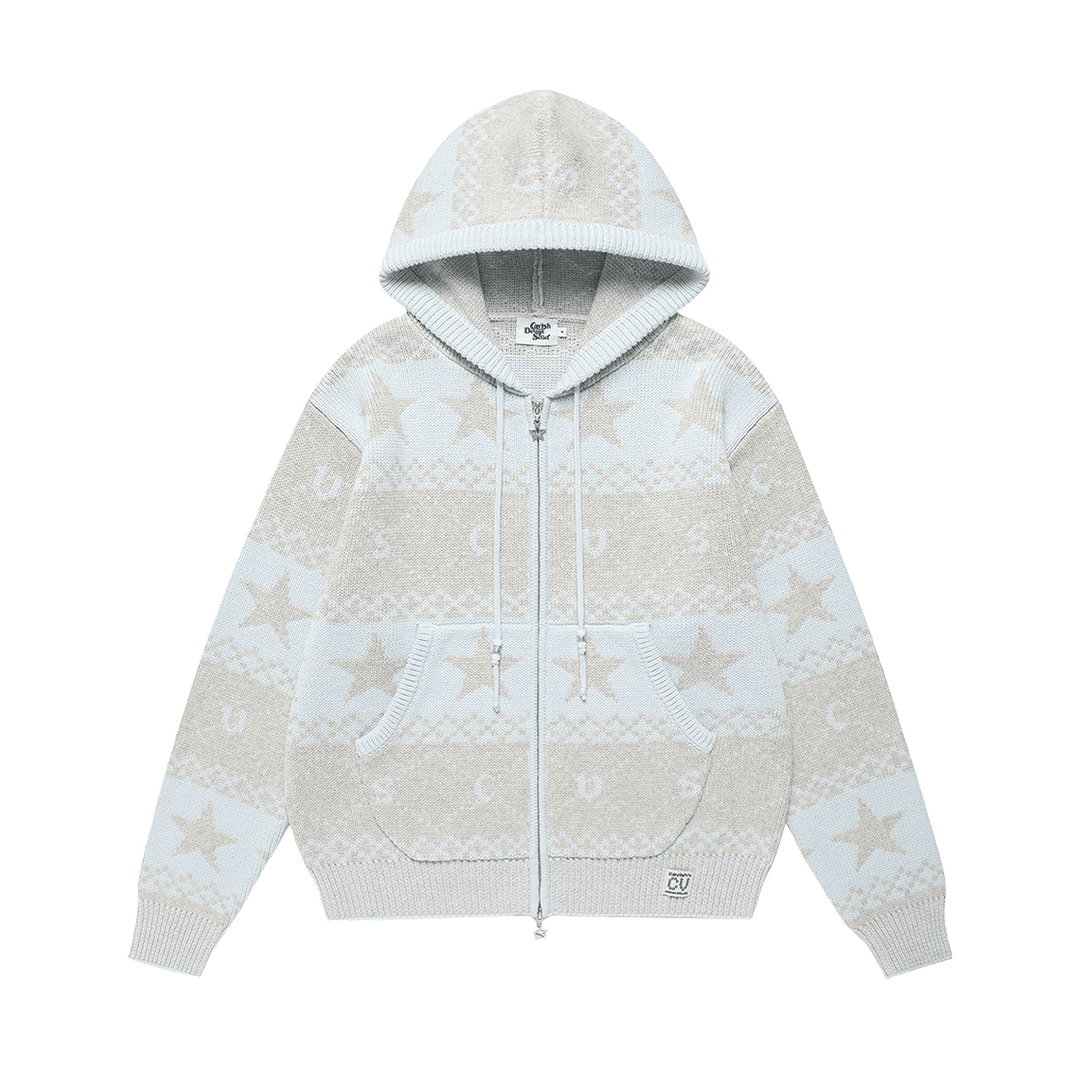 CAVISH Nordic Knit Zip Up Hoodie Blue