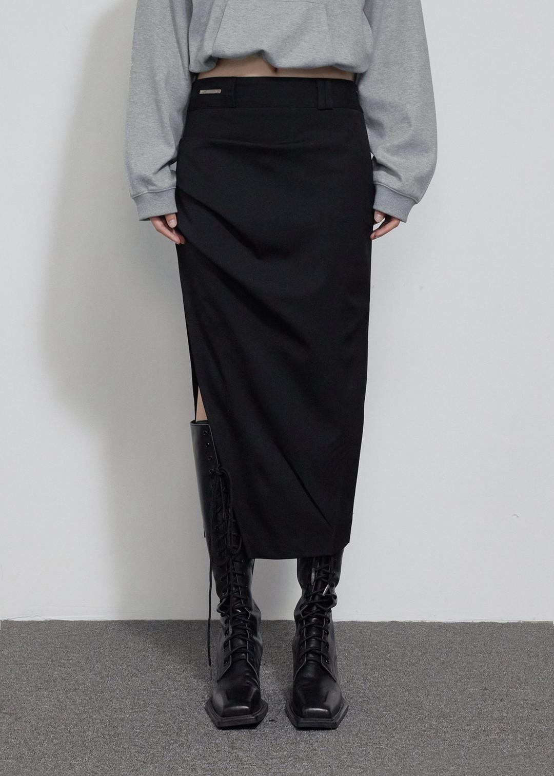 SIDE TUCK PENCIL SKIRT, BLACK