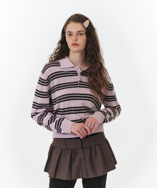 TESSA STRIPE COLLAR KNIT (PINK STRIPE)