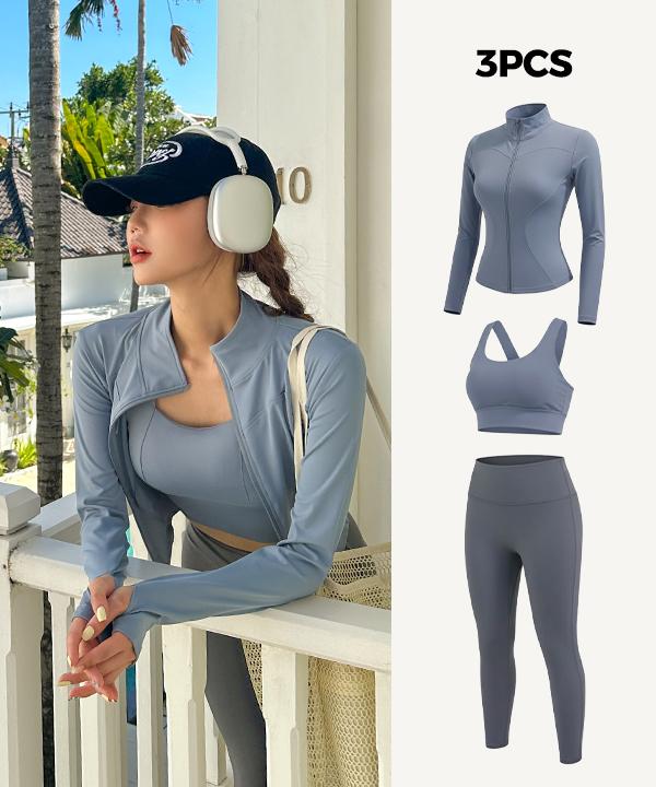 발리비키 MADE S~XL/날씬핏 래쉬가드SET(집업+브라탑+레깅스)SET/UPF50+ 아이비 래쉬가드 3PCS 한번에 물놀이 준비완료