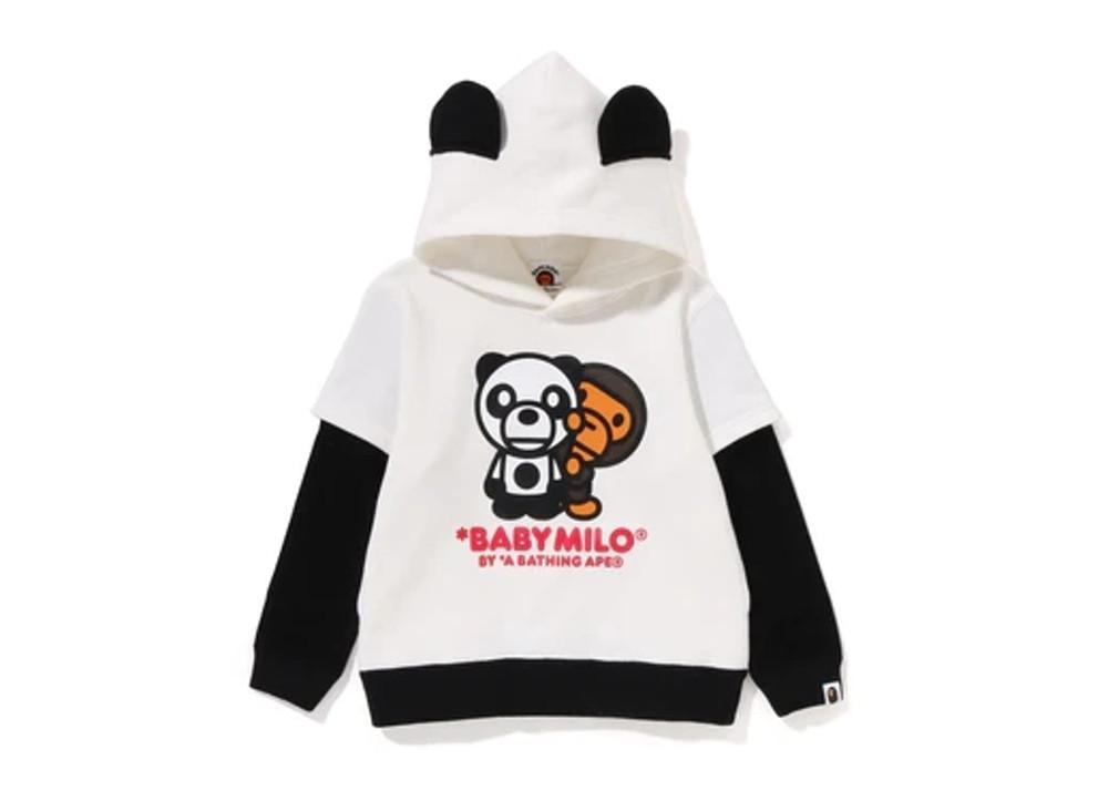 (베이프정품) 베이비 마일로 판다 레이어드 후드 키즈 BABY MILO PANDA LAYERED PULLOVER HOODIE K
