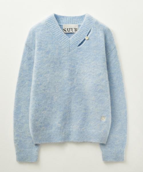 세터(SATUR)  에센 투 톤 모헤어 풀오버 니트 스카이 블루 - 사이즈 & 후기 | 무신사