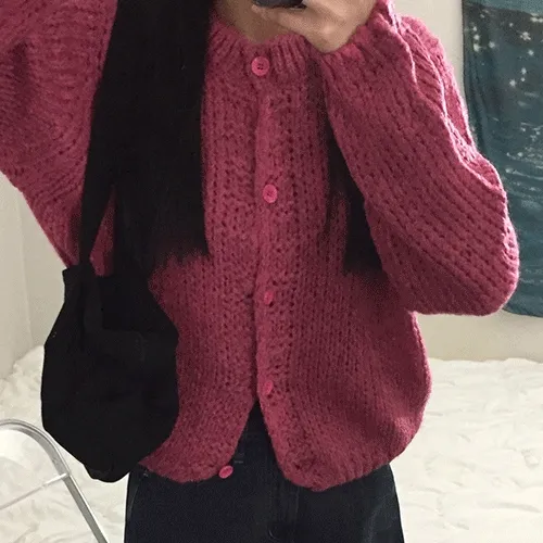 twinkle thick round cardigan (5color)