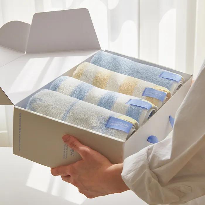 [선물포장] 프리미엄 코마사 40수 항균 고중량 호텔타월 200g-디자인 4P 세트