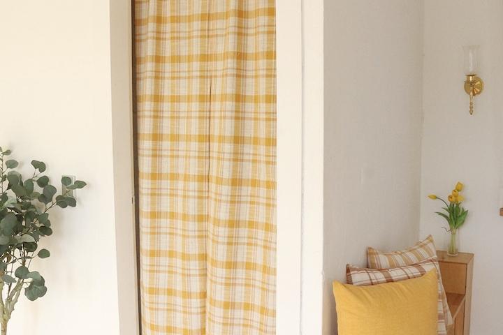 버터 체크 트임 바란스 문 가리개 가림막 커튼