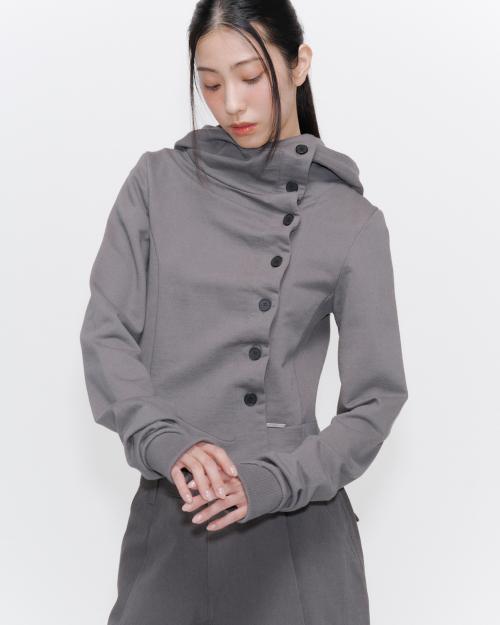 미세키서울(MISEKI SEOUL)  Cowl neck botton hoodie DARK GREY - 사이즈 & 후기 | 무신사