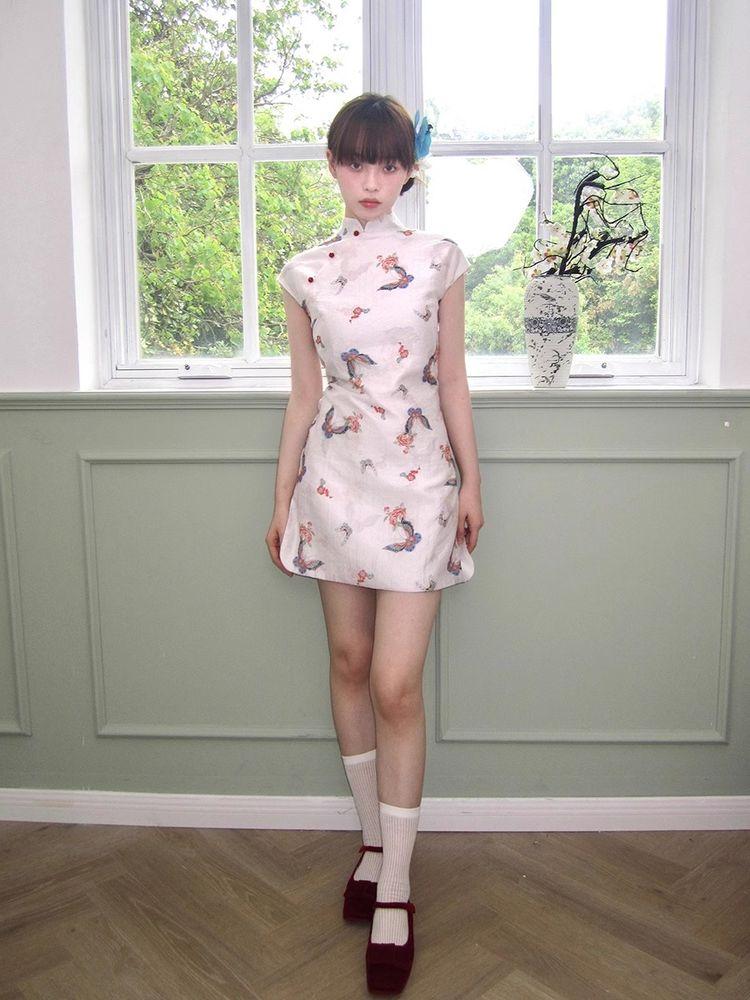 Printed cheongsam dress【s0000008542】