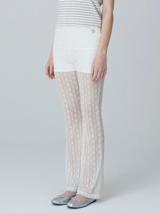 LAYERED LACE PANTS - CREAM