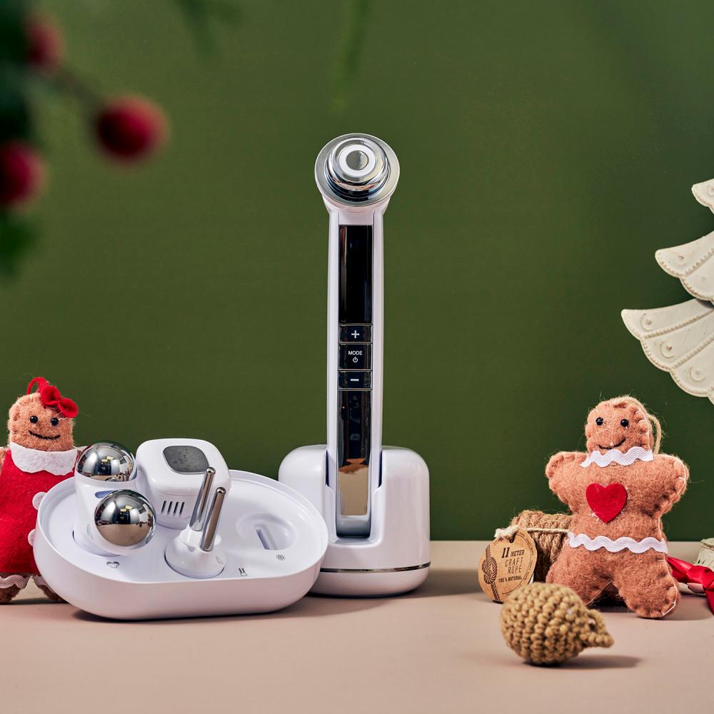 M1(엠원) 올인원 피부관리기 풀세트1개 (갈바닉 이온+탄력+고주파+쿨링 마사지기)+글레이셜젤3개+화장솜2개