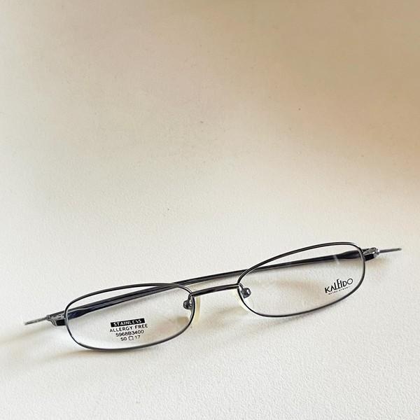 90s Kaleido Gunmetal Slim Square Glasses