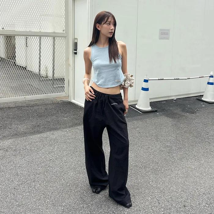 COTTON SHEER PANTS_BLACK