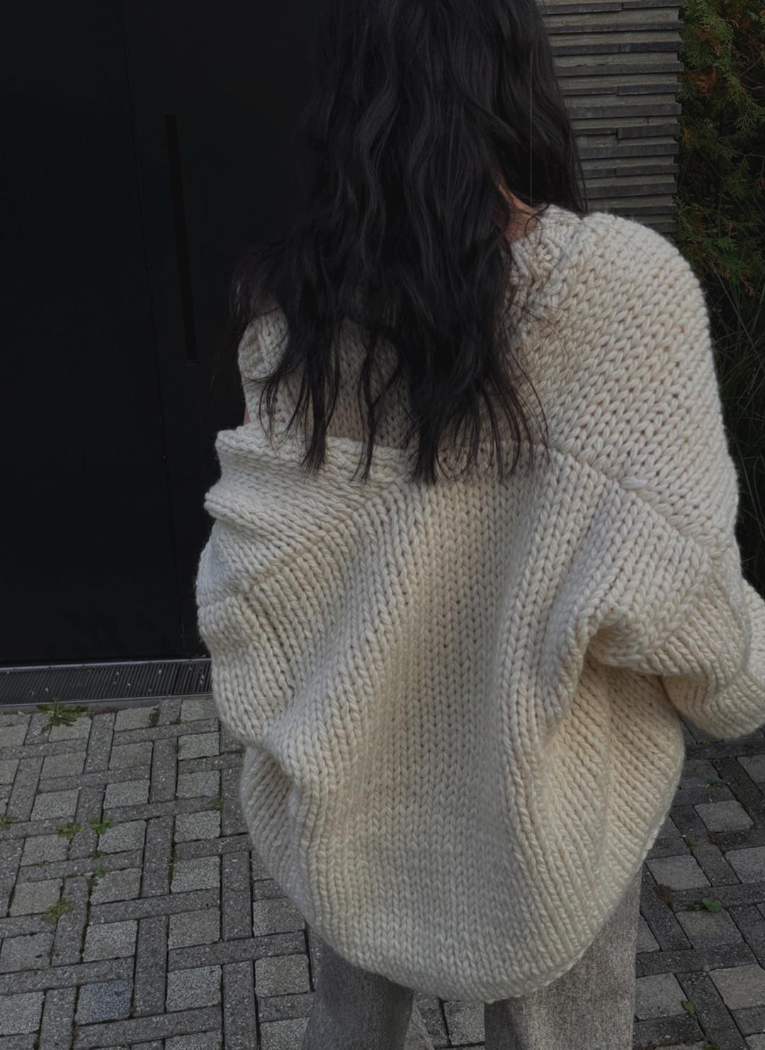 니트 가디건 핸드메이드(아이보리)
