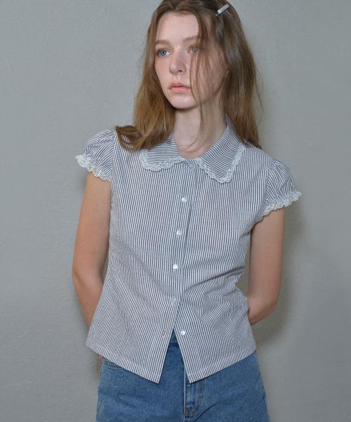 티니 레이스 블라우스_Blue Stripe