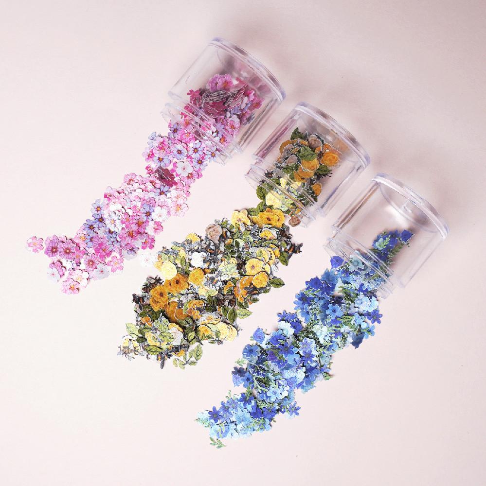 (대량)우드펄프 꽃 장식 파츠 믹스 (약 500개)