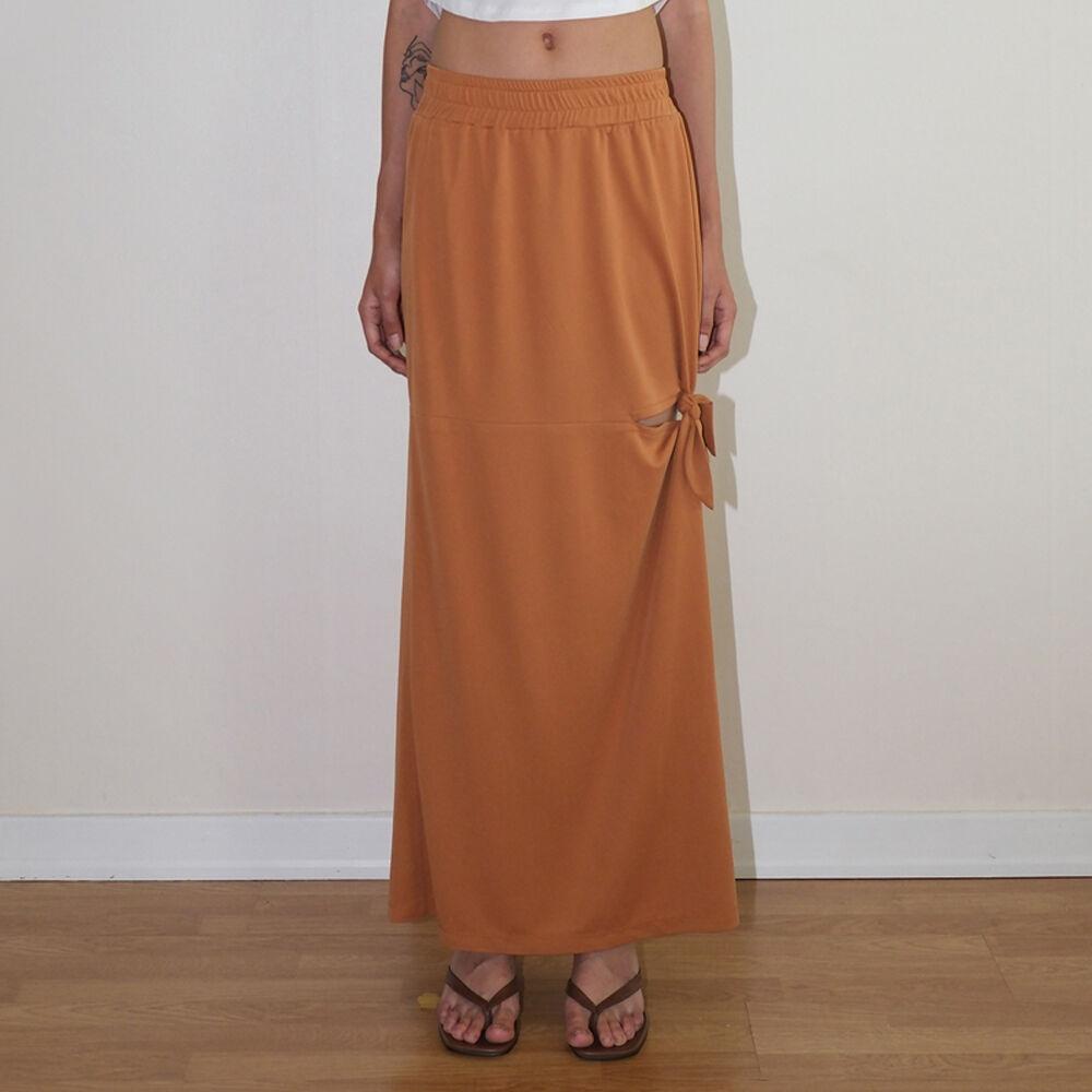 RIBBON SLIT SKIRT (ORANGE)