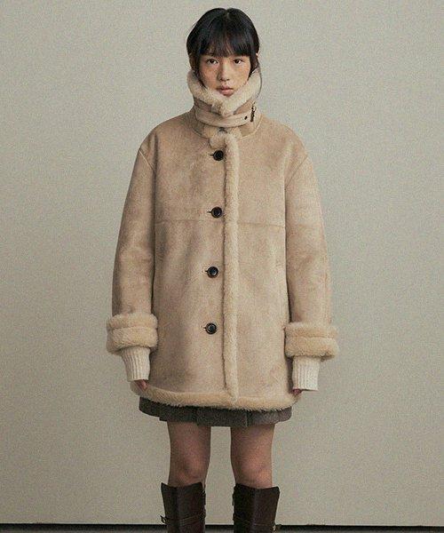 suede mustang coat-beige