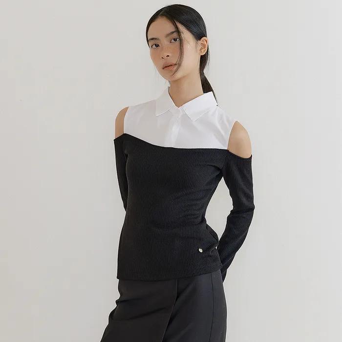 F/W Off-Shoulder Shirt Top (black)