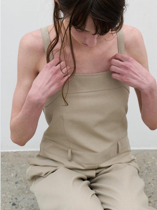 WOOL BLEND WIDE JUMPSUIT, GREYISH BEIGE