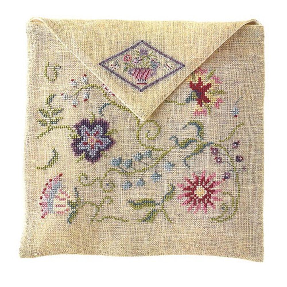 DMC KIT 십자수 패키지 - 플로럴 파우치 Floral Pouch XB1122 (21×20 28CT린넨 반제품 파우치 포함)
