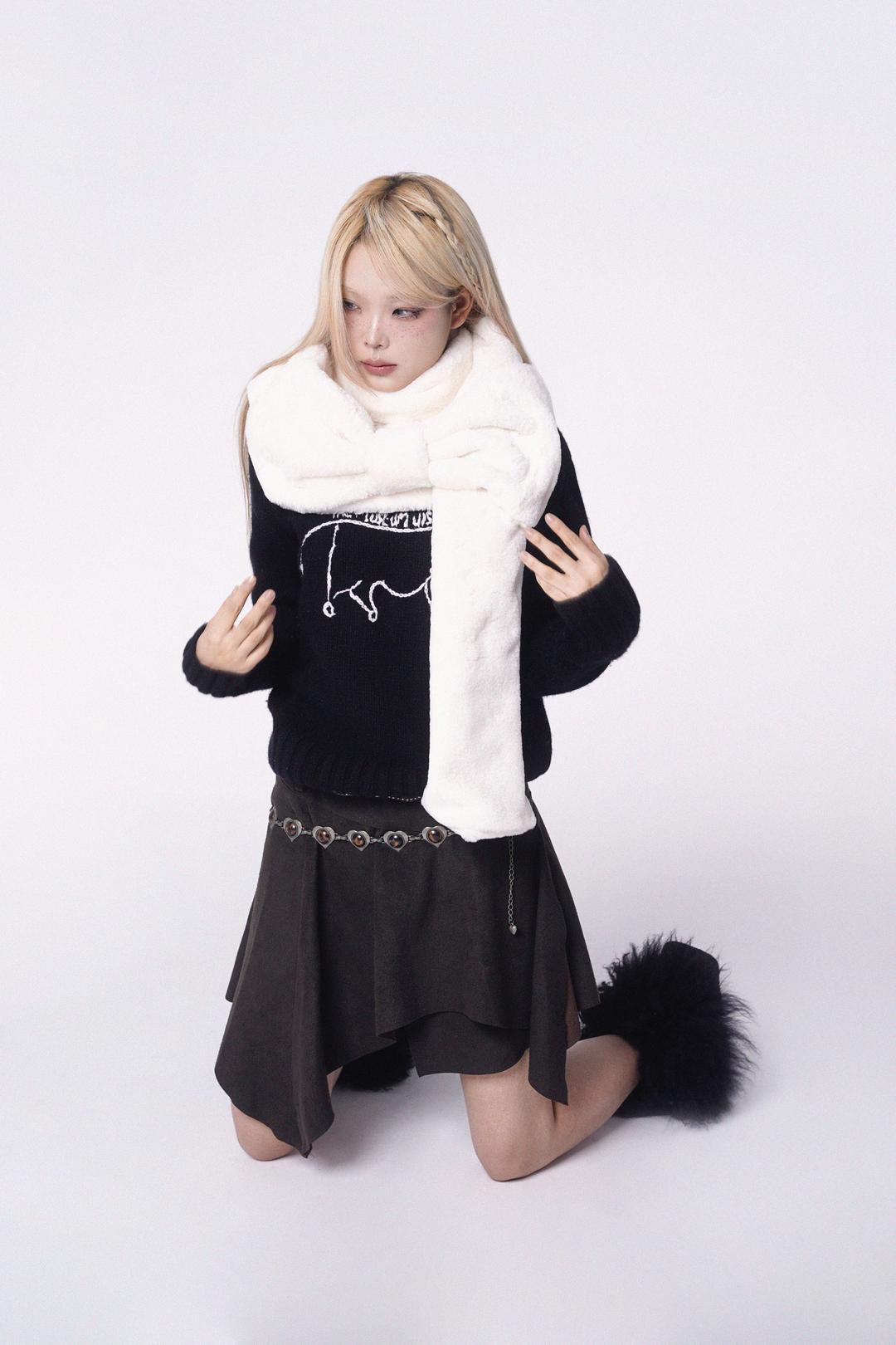 [3rd] Ribbon Muffler_Fur ivory