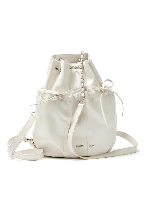 DRAW STRING RIBBON BACK PACK IN IVORY