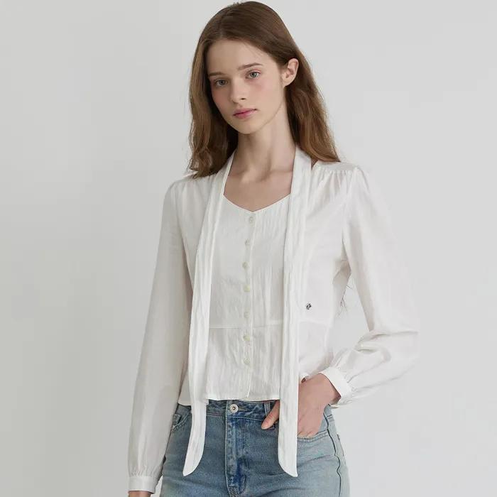 PEARL BUTTON SCARF BLOUSE IV